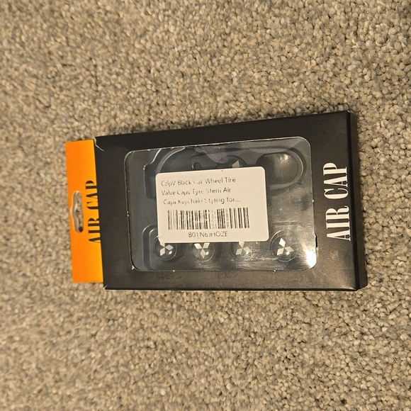 Mitsubishi Black & Silver Car Tire Valve Caps and Keychain Set - Picture 3 of 4
